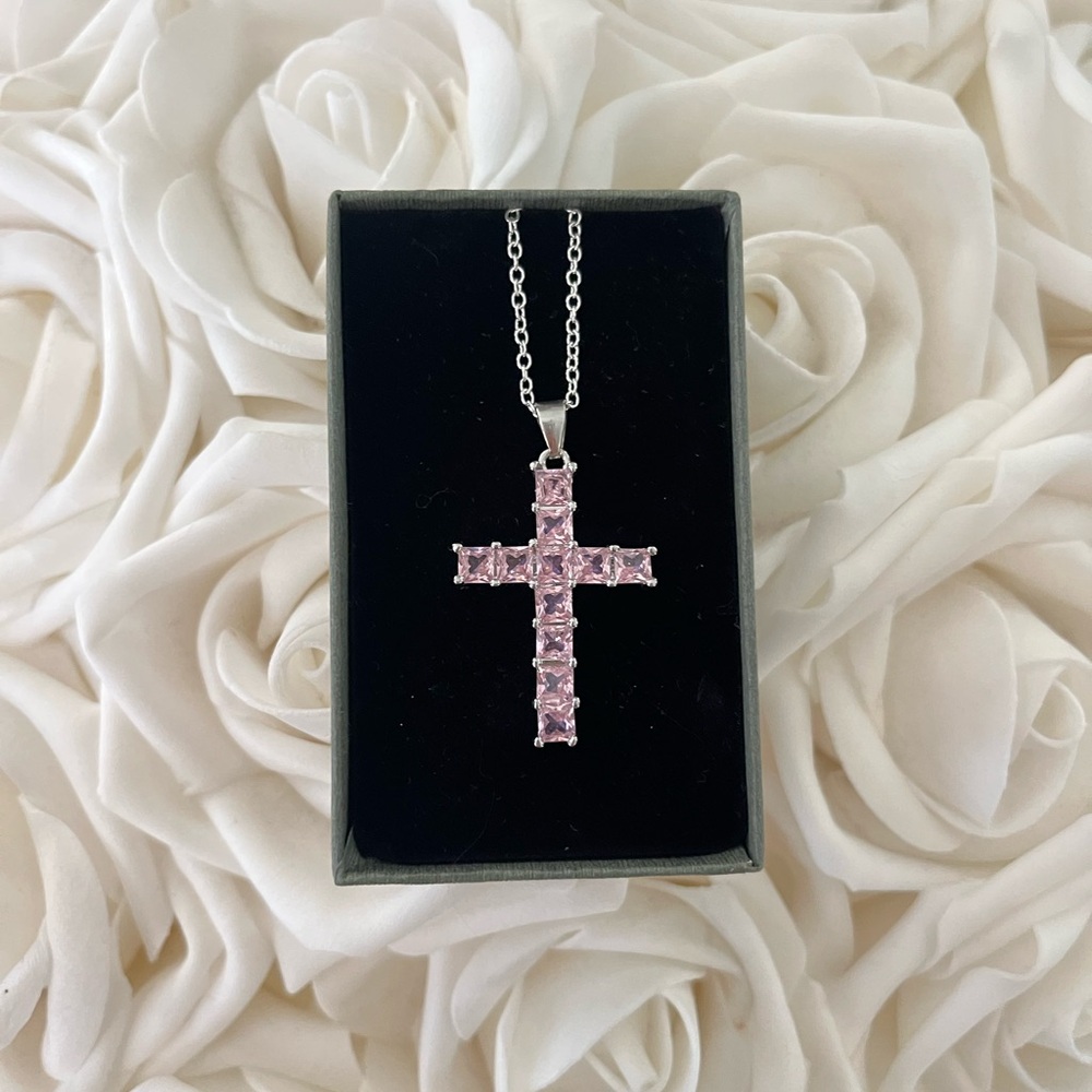 Pink Cross Pendant Necklace
